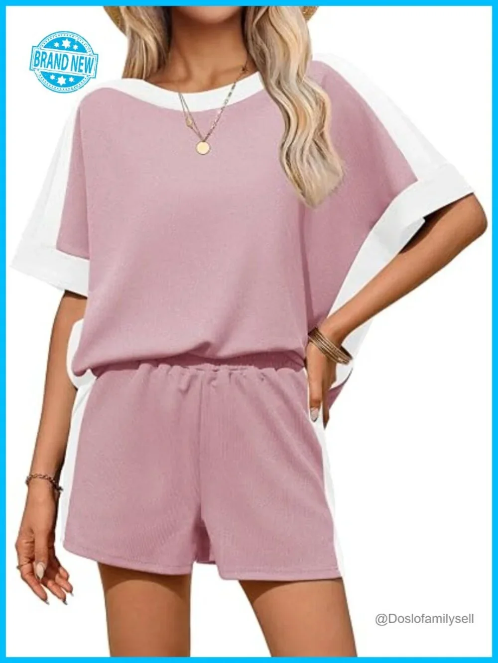 Oversized Short Sleeve Tops and Shorts Matching Set Lounge Set